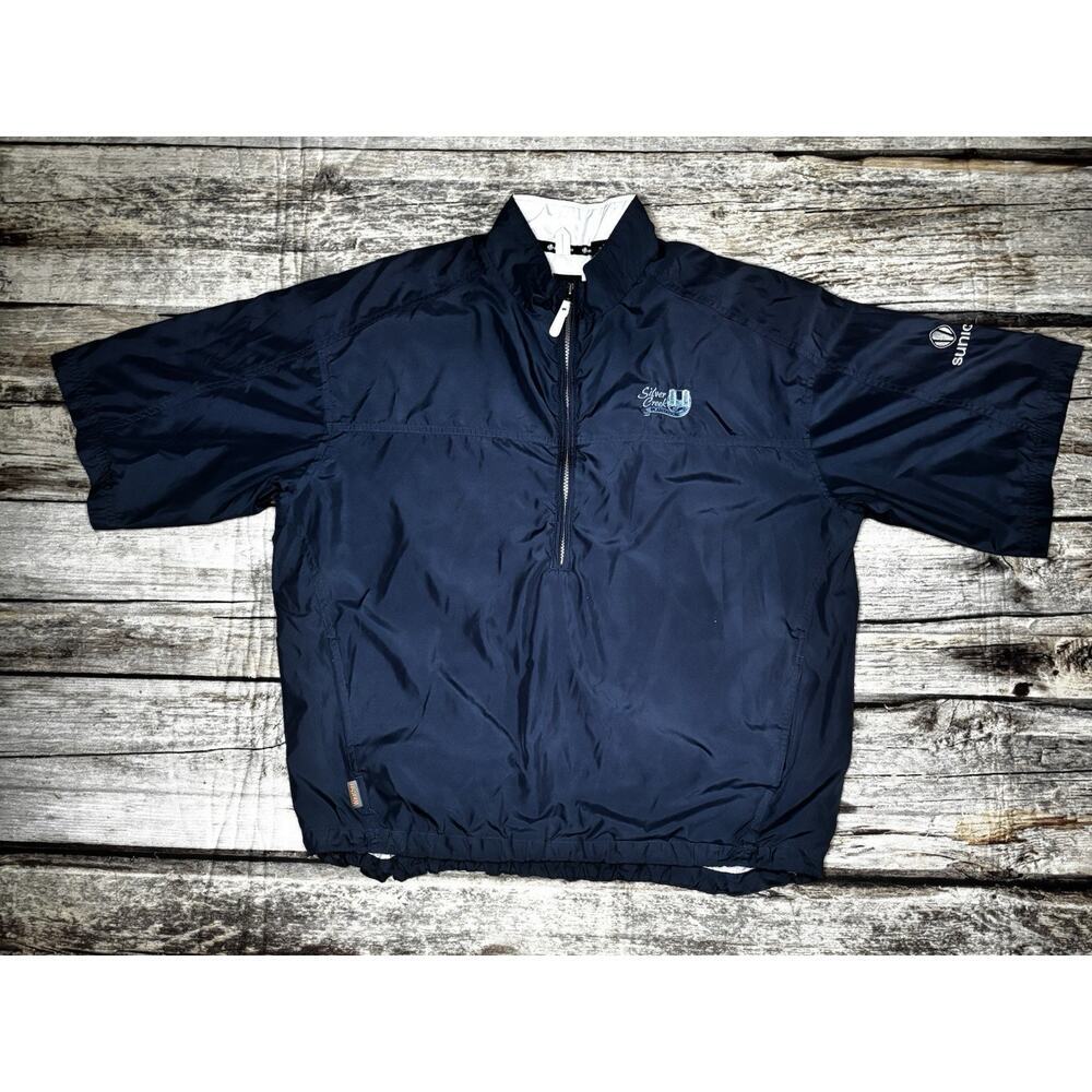 Sunice Men's Large Weather 1/4 Zip Short-Sleeve Blue Golf Pullover Windbreaker